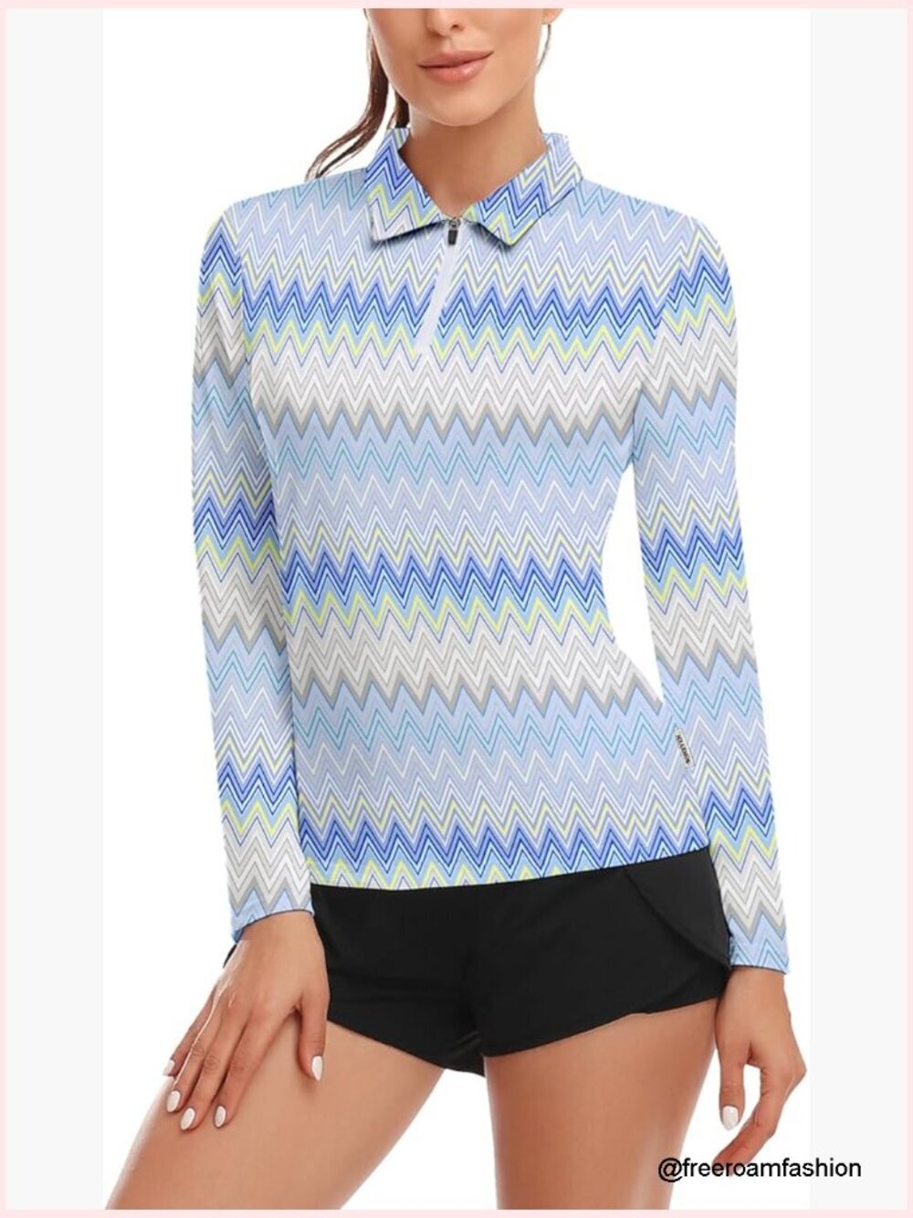 Long Sleeve 1/4 Zip Polo Shirt UPF 50+ Quick Dry Lightweight Tennis Golf